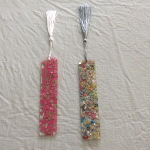 Two Colorful Resin Bookmarks with Tassels